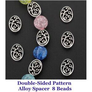 Double-Sided Pattern Alloy Spacer Beads  8 Beads